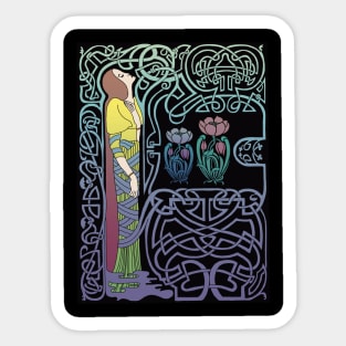 Celtic Lady (blue on black) Sticker